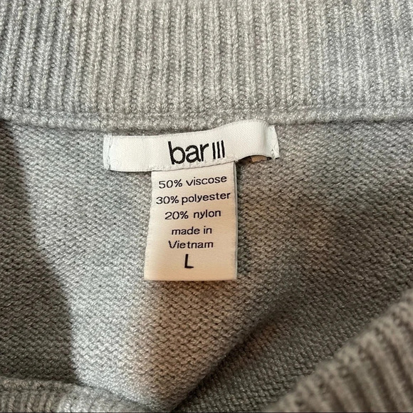 Bar III Light Gray Tie Bell Sleeve Tight Knit Sweater Large Women’s - Picture 10 of 11